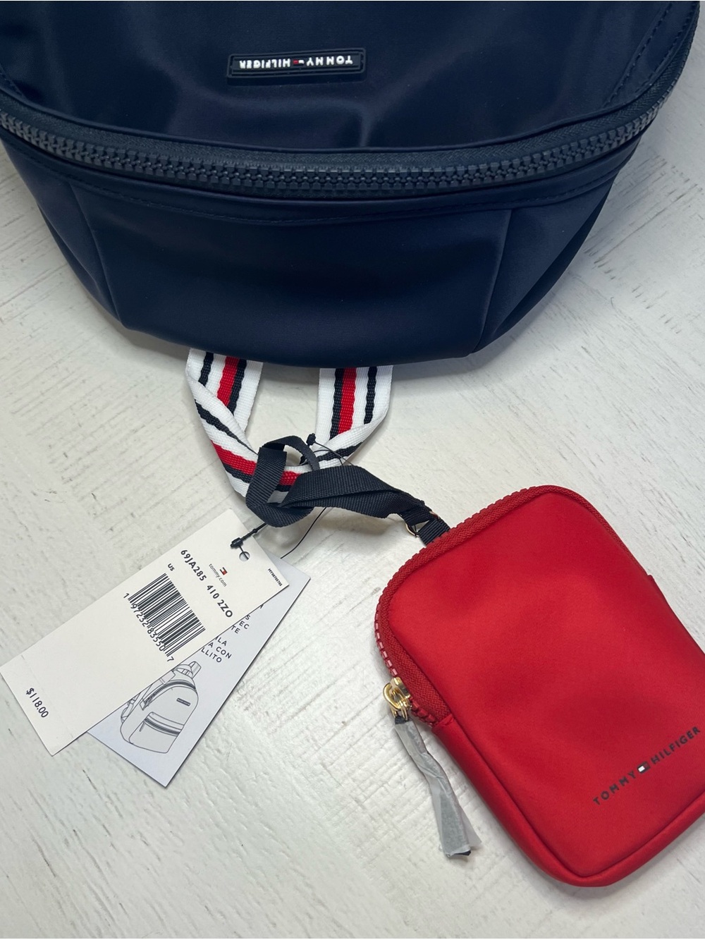NWT Tommy Hilfiger Navy Mini Backpack with Signature Stripe - Picture 4 of 6